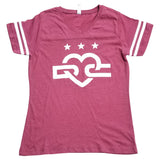 Women's DC Love Logo Football V-neck Fine Jersey T-Shirt